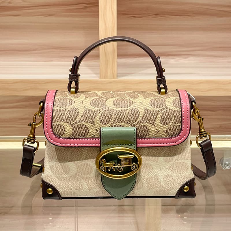 This year's popular niche contrasting color printed box bag women's 2025 new leather fashion high-end shoulder crossbody bag