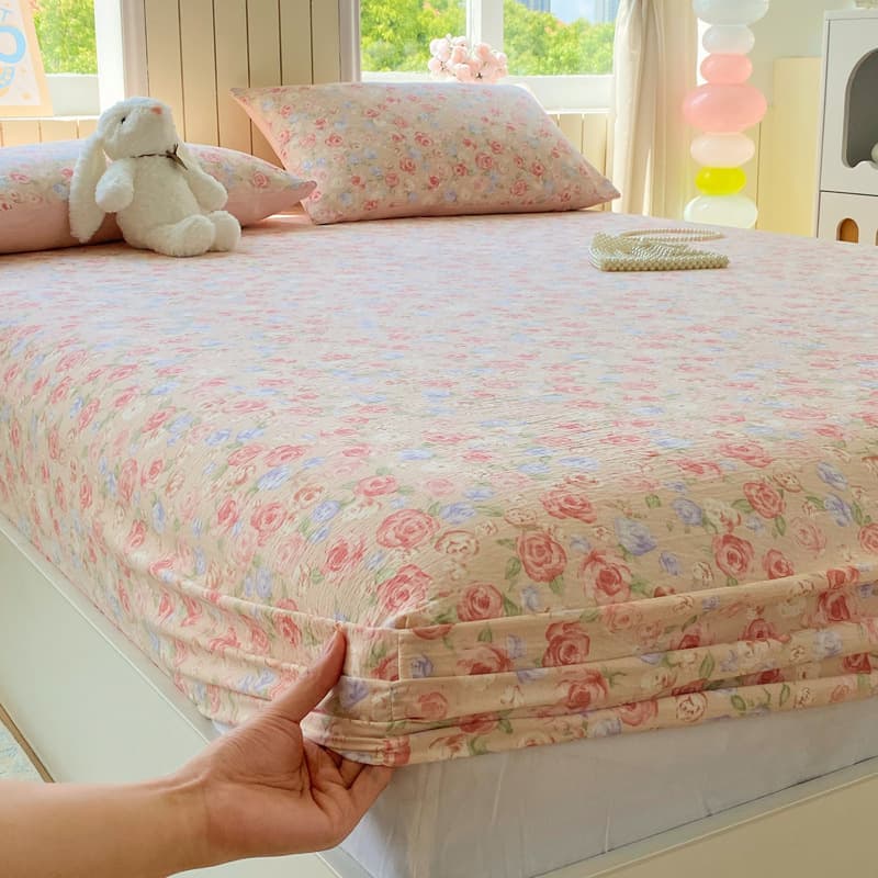 2026 New Summer Model Fitted Sheet Single Piece Dustproof Mattress Protector Single Dormitory Children's Bed Sheet Three-Piece Set