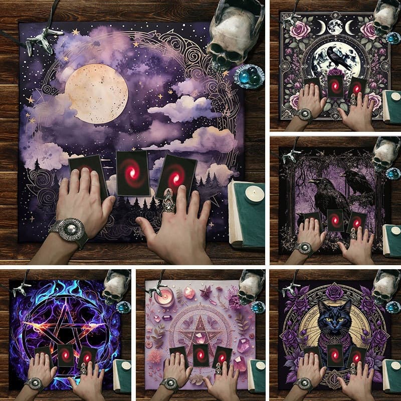 Tarot Tablecloth Moon Phase Geometry Tarot Card Board Game Cloth Velvet Tablecloth