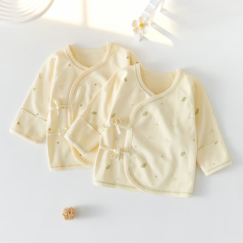 Newborn Baby Half-Back Top, Pure Cotton Boneless Anti-Wet Bodysuit for Boys and Girls, Monk-Style Outfit for All Seasons