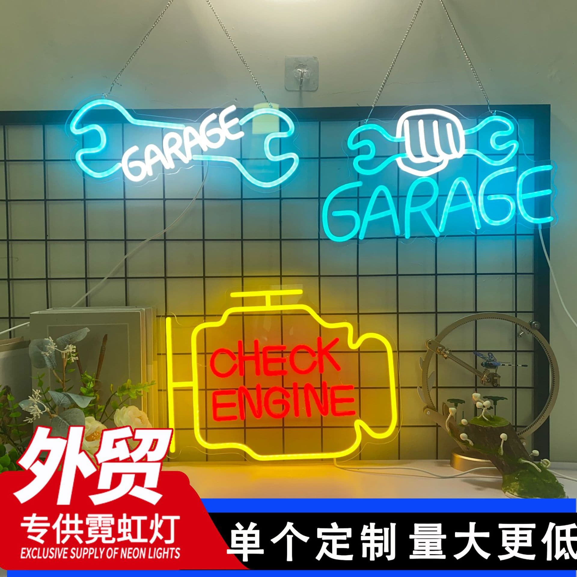 Cross-border Amazon Neon Check Engine Car Engine Repair Personalized Picture LED Decoration