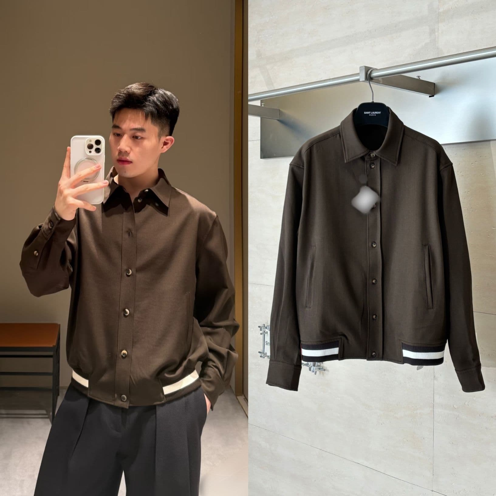 High Quality In Stock LOW Brand Shirt SS26 Spring/Summer New Brown Gabardine Long Sleeve Turn-down Collar Shirt Streetwear
