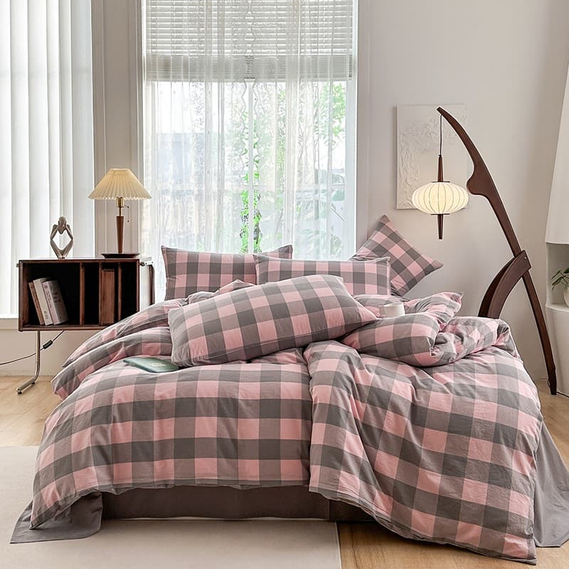 Cotton Washed Pure Cotton Bedding Set: Duvet Cover, Fitted Sheet, Pillowcases, 3-Piece & 4-Piece Sets, Bedding Wholesale, Nantong Home Textiles 4-Piece Set