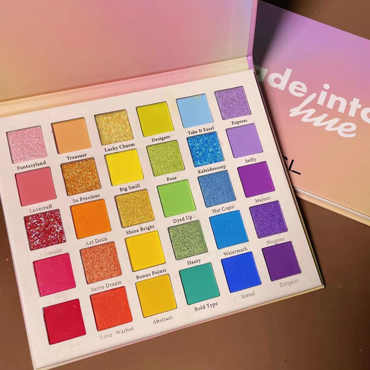 Rainbow Hall 30-Color Eyeshadow Palette with Glitter, Stage Makeup Eyeshadow Palette, Pearl Shimmer Matte Fine Sparkle Cosplay Glitter Powder