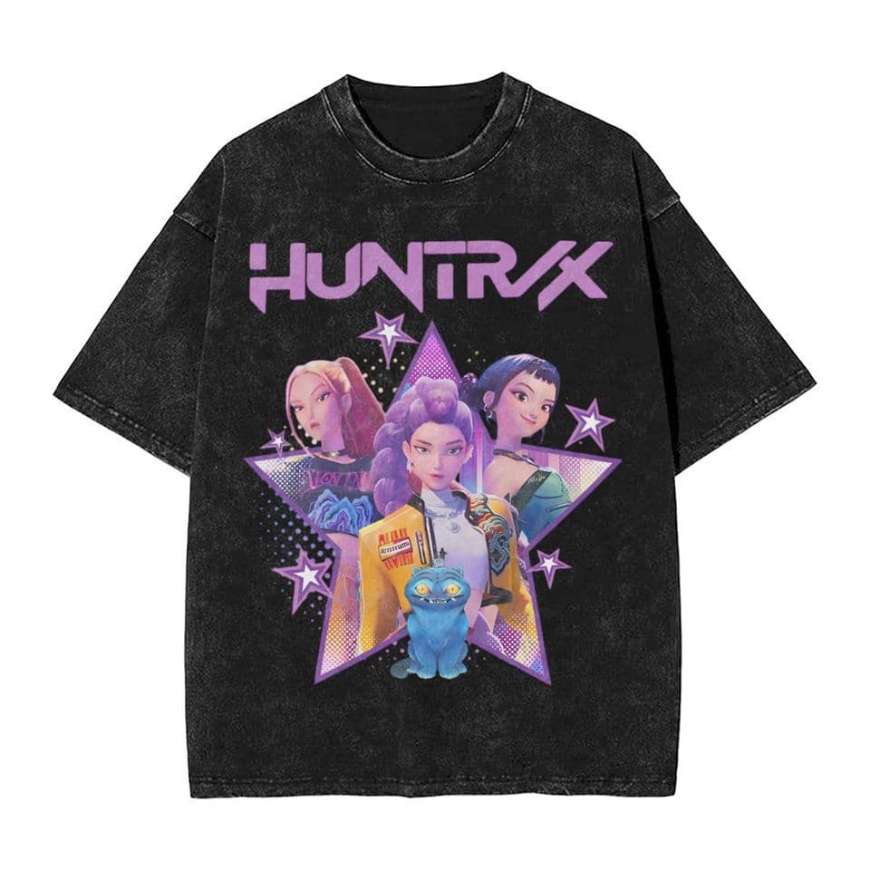 2025 Cross-border EU Size Cross-border KPop Demon Hunters Huntrix Demon Hunter Water Pure Cotton T-Shirt