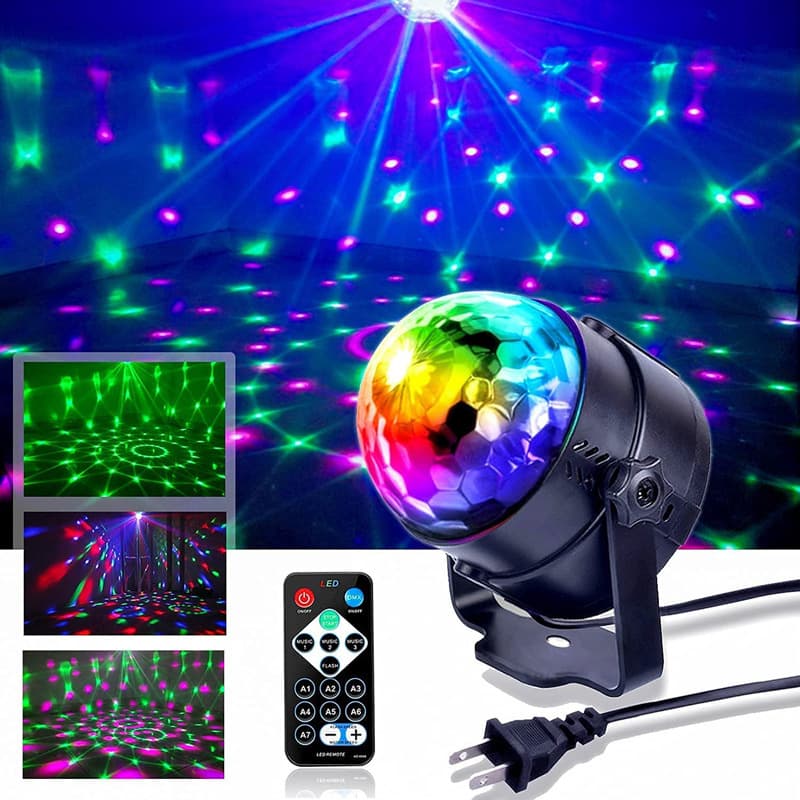 Remote Control LED Mini Magic Ball Crystal Sphere Colorful Sound-Activated Rotating Stage Laser Light KTV Stage Light