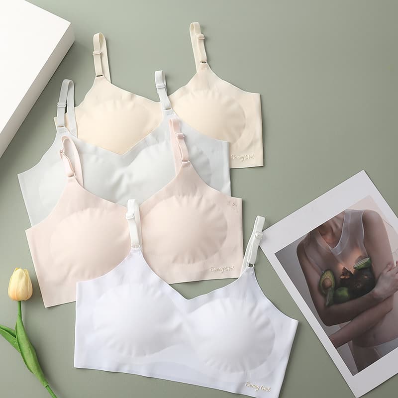Seamless Ice Silk Bra Wireless Strapless Camisole Bra for Teenagers Breathable Comfortable Bustier for Developing Period