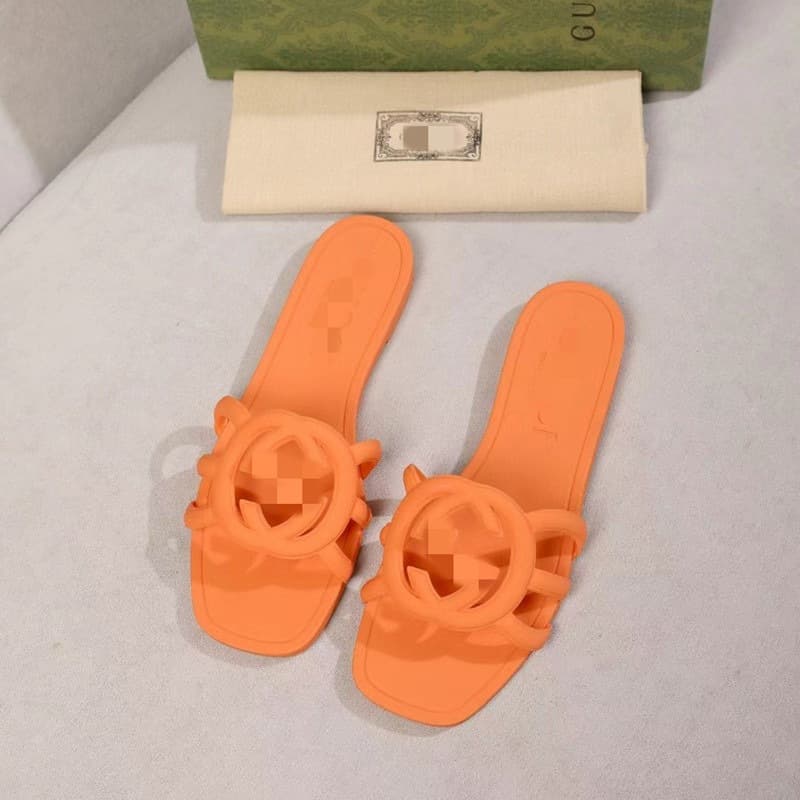 G Brand Hollow Letter Logo Women's Slippers 2026 Flat Casual Sandals Women's Jelly Shoes Cross-Border