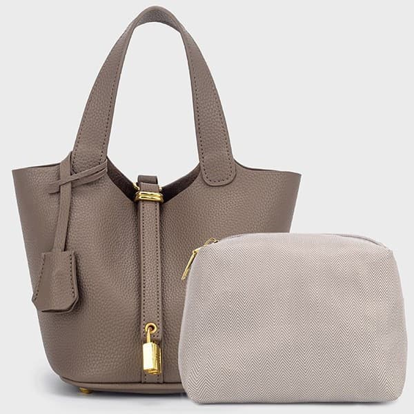 Classic Basket PU Women's Bag Handbag Simple Bucket Bag Mother-Child Bag Fashion Versatile Women's Bag Cross-Border