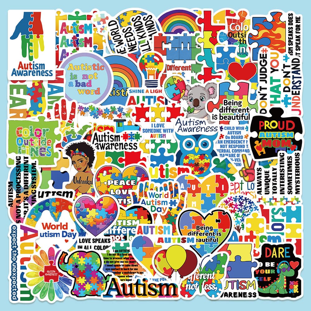 50 Autism Care Stickers Tablet Phone Case Water Cup Storage Box Desktop Decoration Waterproof Stickers