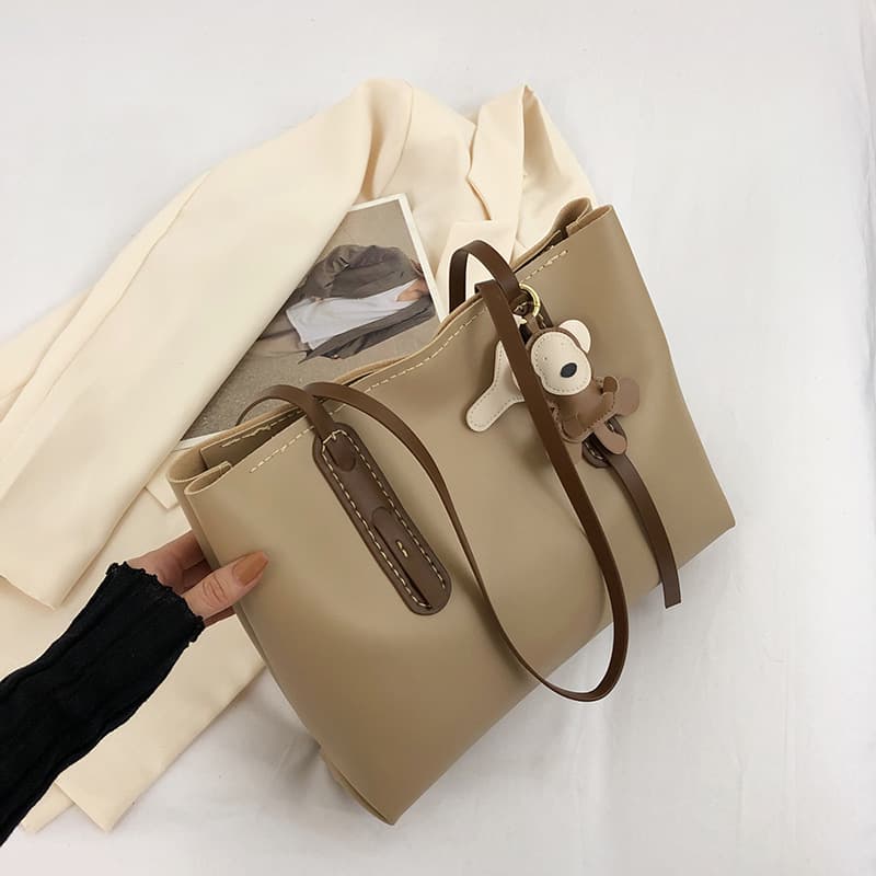 Retro Large Capacity Bag Women 2022 New Autumn Winter Versatile Big Tote Material Kit Handmade Bag Solid Color Women's Bag Trendy