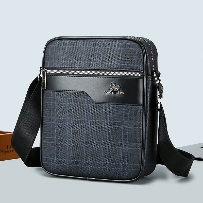 Men's Crossbody Bag Single Shoulder Bag Business Casual Plaid Small Bag Portable Simple Fashion Phone Bag Printed Men's Bag