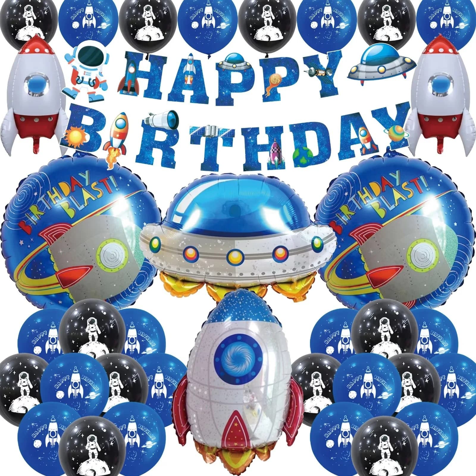 Wandering Earth Astronaut Spaceship Rocket Astronaut Aluminum Film Balloon First Birthday Party Theme Party Decoration