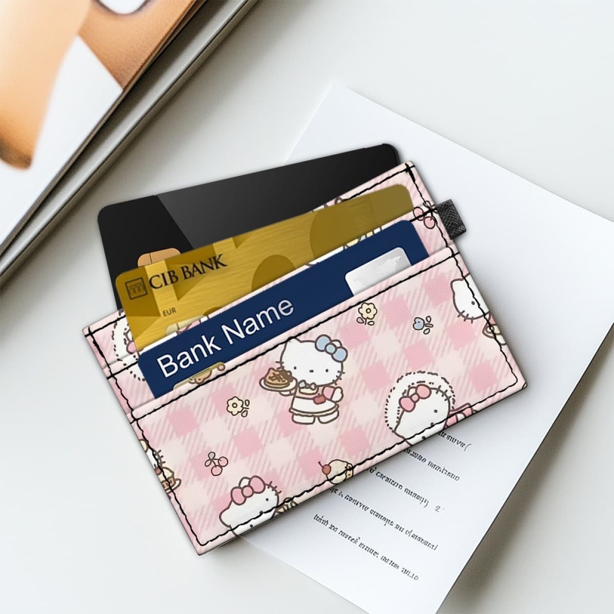 SHEIN Printable Women's Card Holder TK Same Style Leather Material Three-Layer Pocket Portable Small Card Holder Source Factory