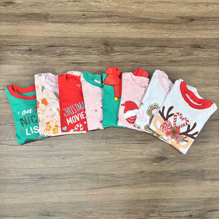 Girls' Long-Sleeved Pajama Top, Ribbed Cotton, Round Neck, Slim Fit, Autumn and Winter Homewear - European and American Export Order