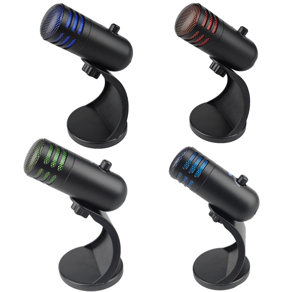Cross-border Supply Anti-Interference Microphone for Live Streaming Room, RGB Pink Black Gaming Studio Microphone, Recording Studio Conference Room