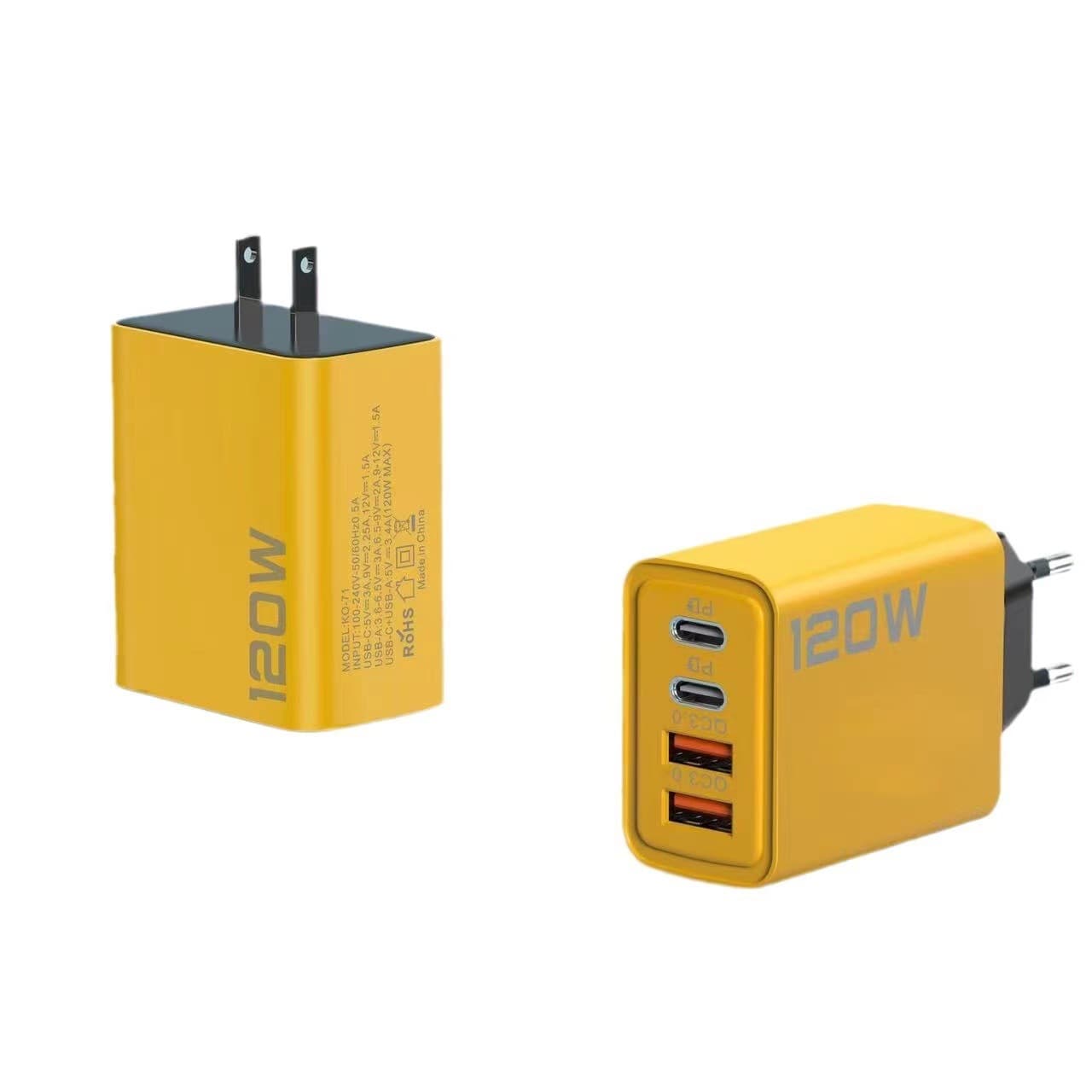 120W Fast Charger Dual USB + Dual Type-C Multi-Port PD Fast Charging US/EU Plug Power Adapter In Stock Wholesale