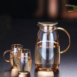 Colorful Cold Water Pitcher, High Borosilicate Glass Pot, Household Large Capacity, Refrigerator Safe, Cold Water Pitcher, Juice, Cold Drink Pitcher
