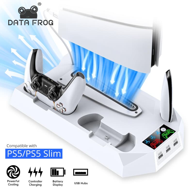 Compatible with PS5 Slim/PS5 Cooling Stand Disc Version/Digital Version Universal Base Multi-Function Charging Dock