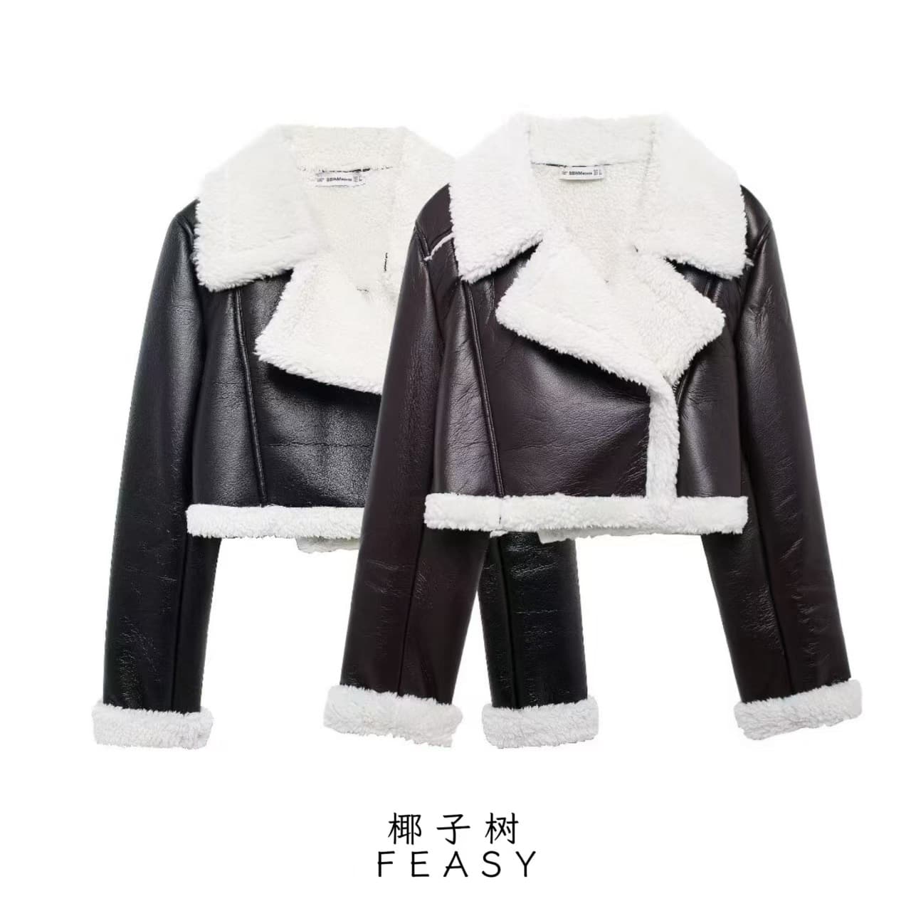 Cross-border Trade European and American Style Women's Clothing ZA AliExpress Bestseller New Street Fashion Faux Shearling Turn-down Collar Jacket Coat