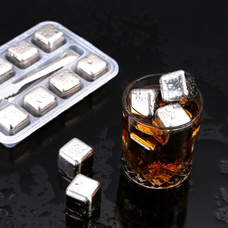 304 Stainless Steel Ice Cubes Metal Quick-Freeze Whiskey Stones Set for Bar, Red Wine, Whiskey Chilling, Ice Cube Drinkware