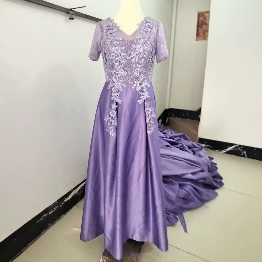 Women's Host Evening Gown - Elegant Chorus Performance Dress, Long Purple Banquet Attire, Noble and Commanding Style