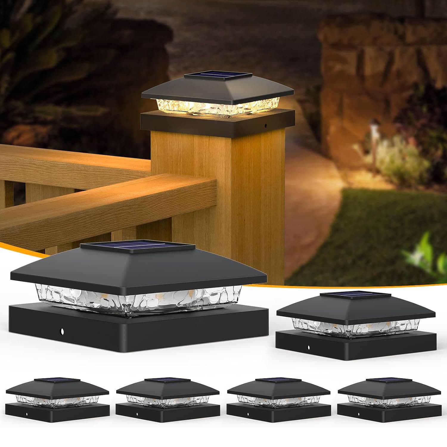 Amazon New Outdoor Waterproof Solar Post Cap Light for Fence Yard Garden LED Pillar Lamp with Cover