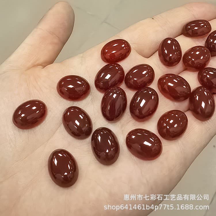Natural deep red agate oval red ring surface red oval loose stone gemstone inlaid DIY jewelry silver jewelry