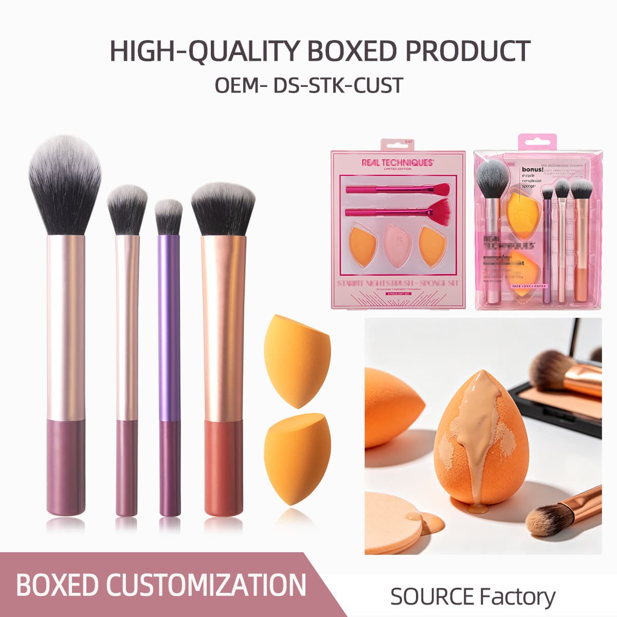 Custom Cross-Border Makeup Brush 1997 Boxed Custom Logo Powder Brush Beauty Blender Puff High-Quality Source Factory
