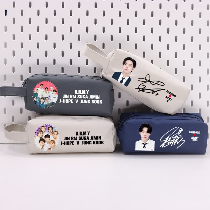BTS Merch Jungkook V Suga Jimin In Stock Canvas Cute Pencil Case BD01