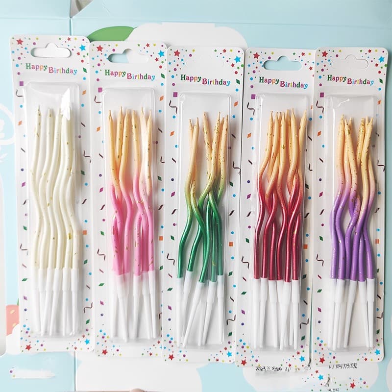 Hot-selling Curved Birthday Candles, Swirling Two-Color Cake Candles, Colorful Party Candles for Kids, Wholesale