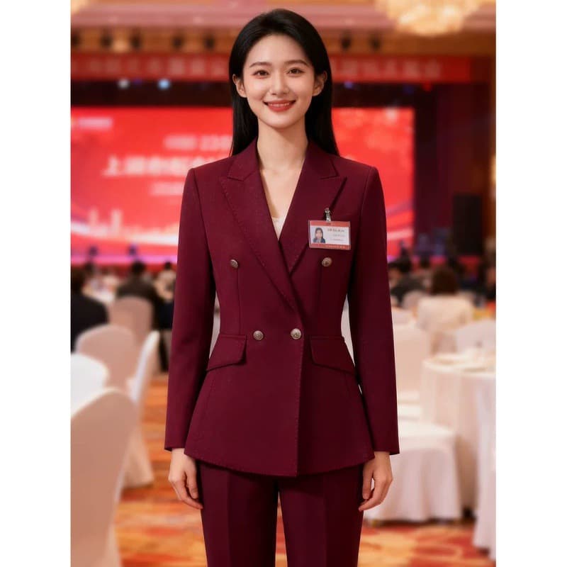 Burgundy suit suit for women 2025 new wedding host work clothes professional formal wear fashion suit jacket