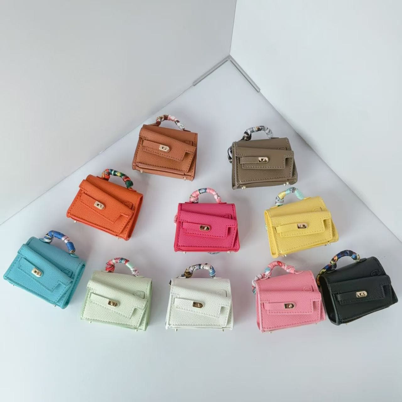 Mini Double-Sided Irregular Kelly Bag Charm Bluetooth Earphone Protective Case Cover New Creative Car Decoration