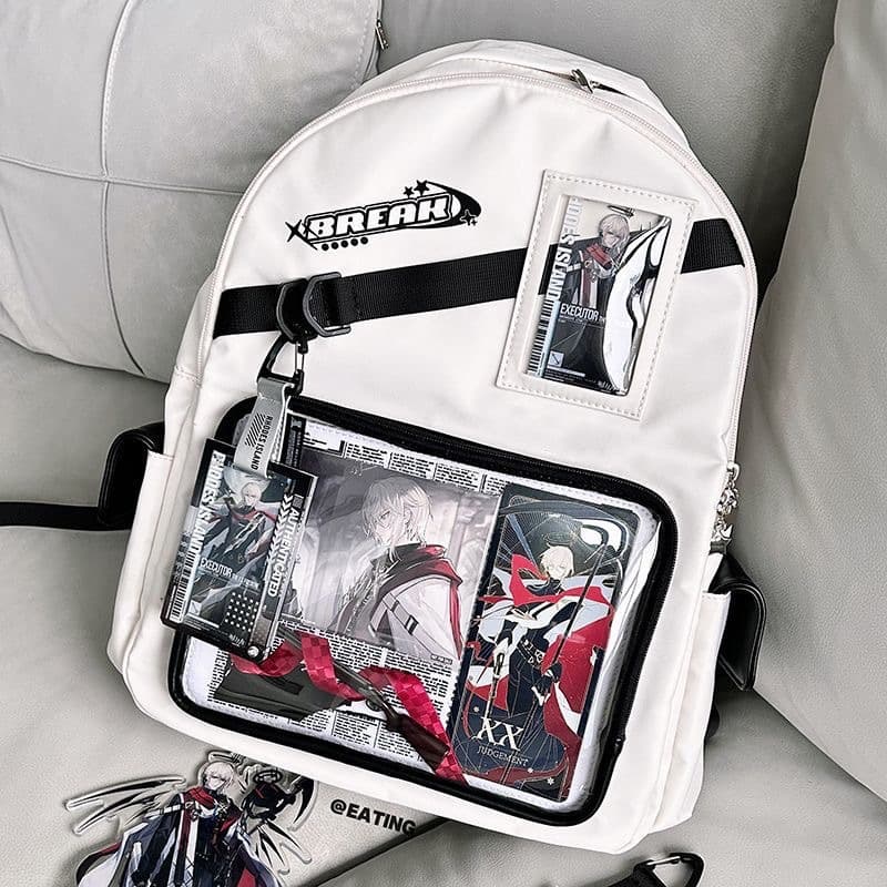 Large Capacity Transparent Pain Bag School Travel Computer Double Shoulder Student Class Cool Polyester Waterproof Urban Simple Style