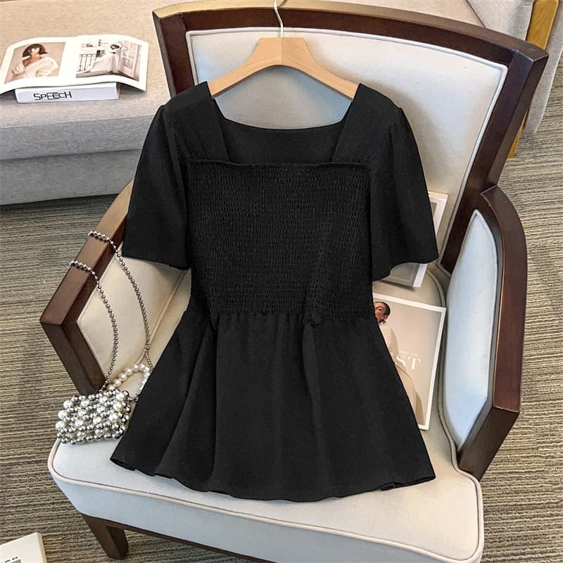 New Plus Size Slimming Loose Short Sleeve Fashion T-Shirt Mid-Length Top 200/300/350-7106
