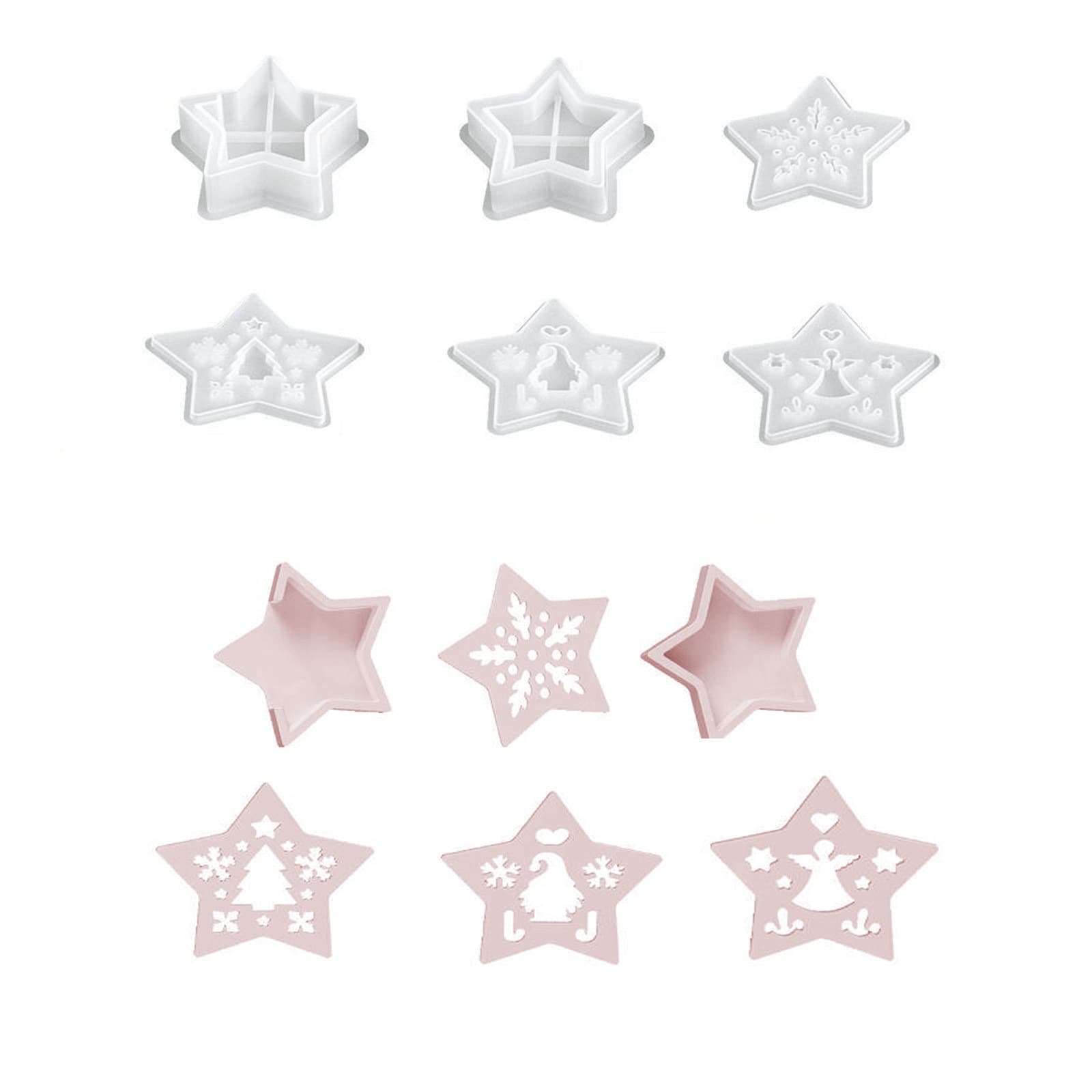 Glue diy hollow five-pointed star silhouette lamp pen holder snowflake angel Christmas tree old man plaster silicone mold