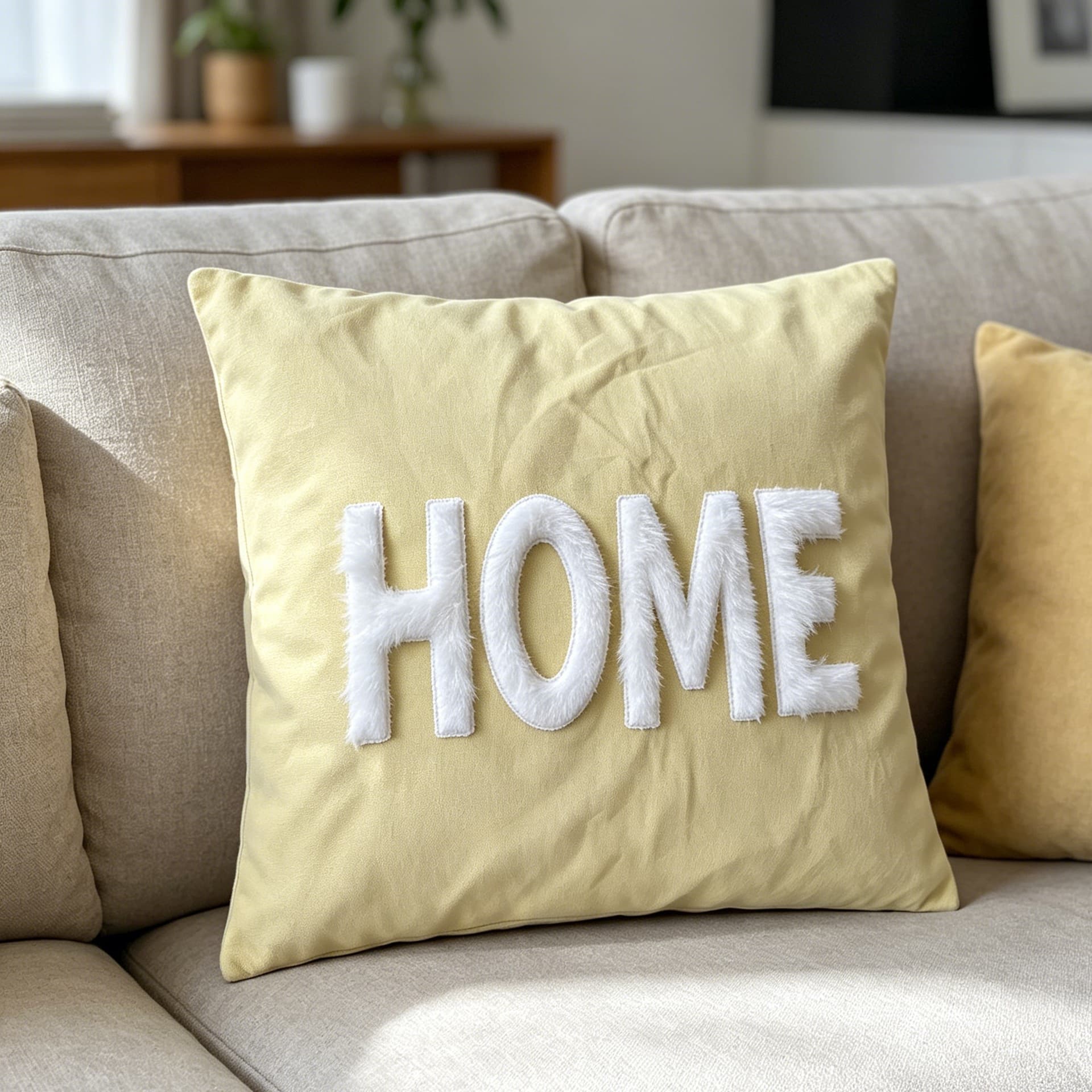 Ins Style Plush Applique HOME Cushion 45*45 Cotton Canvas Backrest Pillow Bedroom Headboard Soft Decorative Pillow Cover