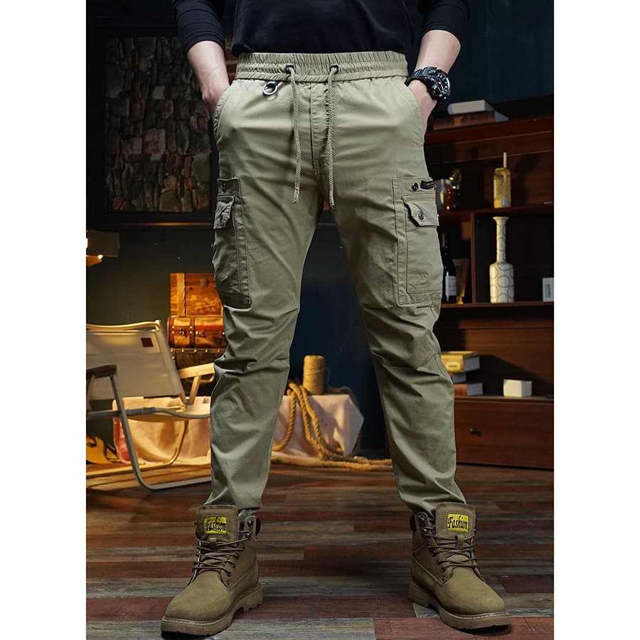 American Retro Cargo Pants Men Autumn New Versatile Casual Pants Streetwear Biker Jogger Tactical Trousers