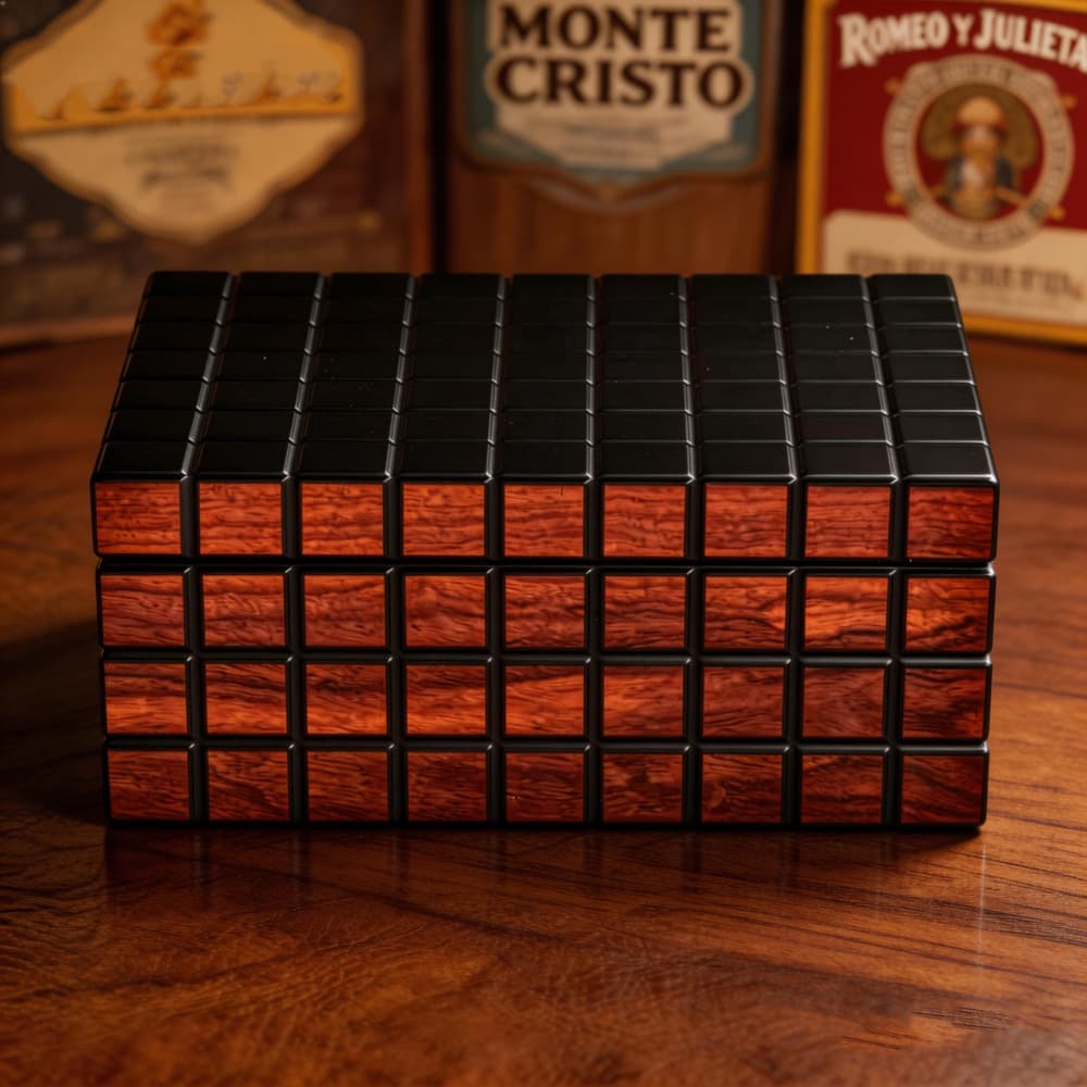 Cigar Humidor Wooden Box Layered Storage Cigar Collection Box Cedar Wood Box Double Layer Cigar Storage Box Cube Style