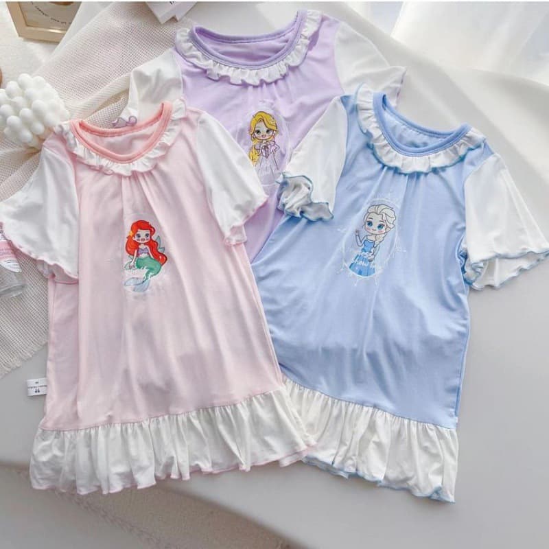 Girls Nightgown Modal Children's Nightgown Summer Elsa Princess Style Baby Home Clothes Home Skirt Thin Short Sleeve