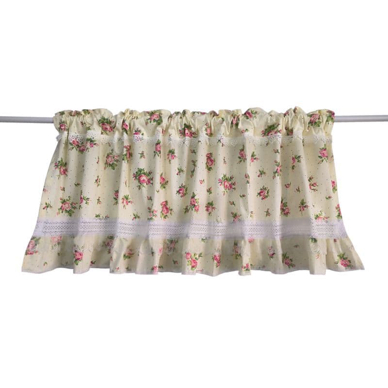 Pastoral floral short curtain door curtain kitchen bedroom half curtain punch-free block curtain Korean fabric curtain soft partition