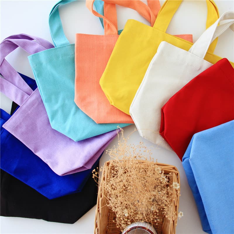 Z01 Bento Bag Solid Canvas Small Cloth Bag Handheld Canvas Bag Lunch Box Cosmetic Bag Wristlet Storage Pouch