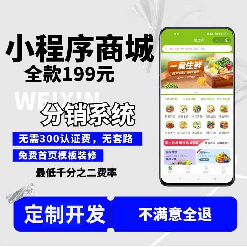 WeChat Mini Program development, custom mall templates, official accounts, takeout ordering, reservation, group buying, distribution system source code