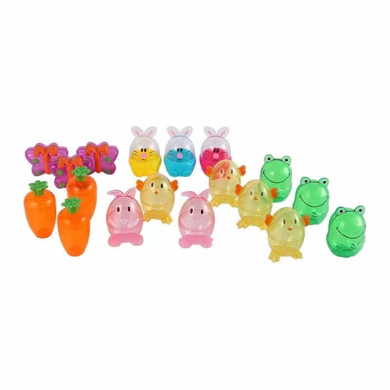 Easter candy jars transparent cartoon storage jars, shaped rabbit chick carrot frog plastic craft fruit boxes.