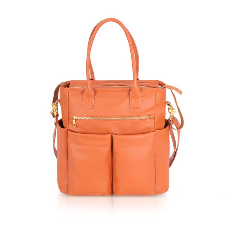Europe and America Best-Selling Diaper Bag, Baby Bottle Bag, Dad & Mom Maternity Bag, Multifunctional Orange PU Leather, Outing Mom Hospital Bag
