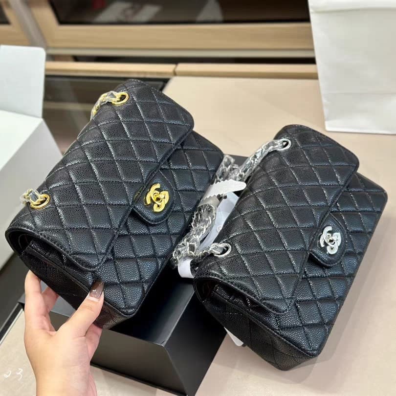 Cross-border Original Label with LOGO 2026 New Style Small Fragrance CF Diamond Quilted Chain Bag Shoulder Crossbody Bag Genuine Leather Women's Bag
