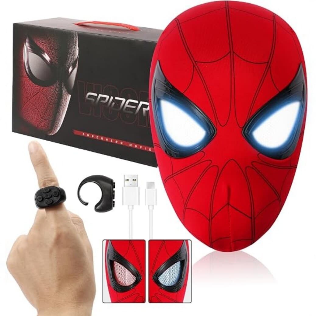 Guangdong Premium Cross-Border Exclusive Remote Control Spider-Man Headpiece Electric Blinking Glowing Mask Kids