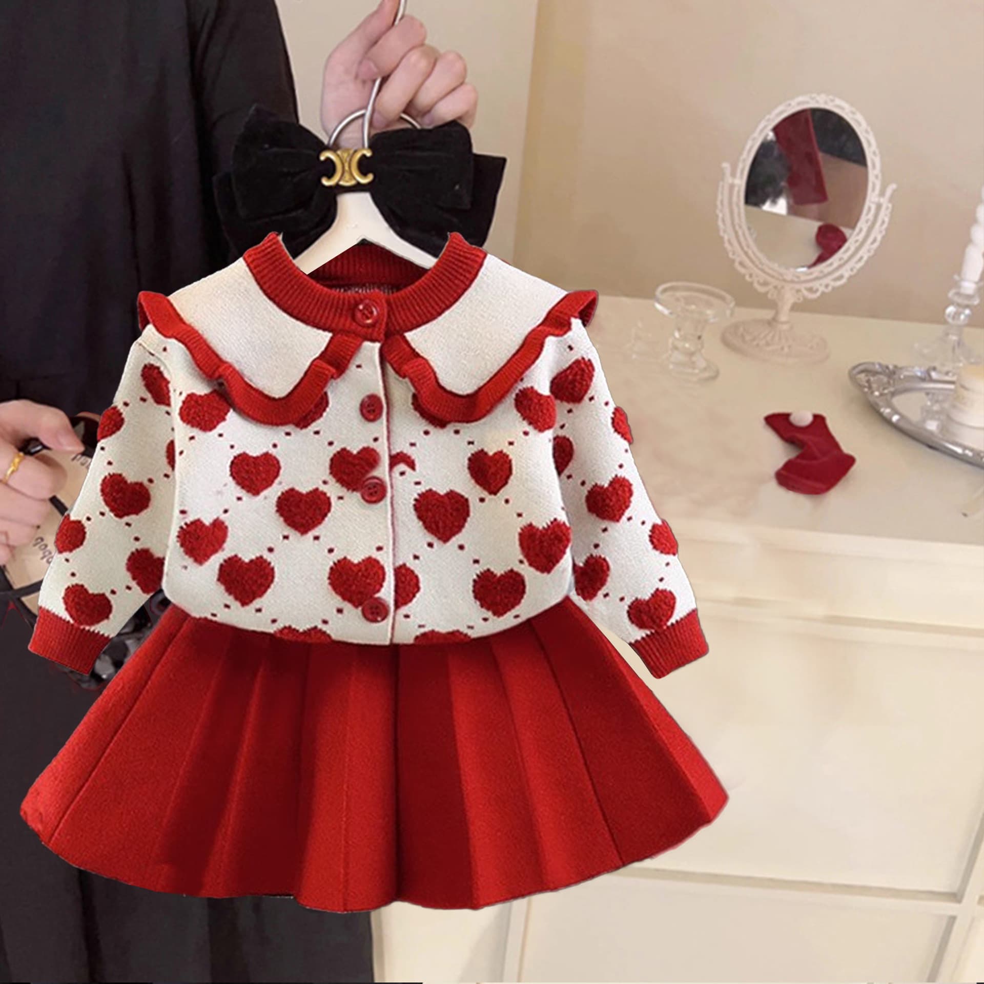 Baby Girl Autumn Winter Dress Set Knit Sweater for Toddlers 1 Year Old Kids New Fashion