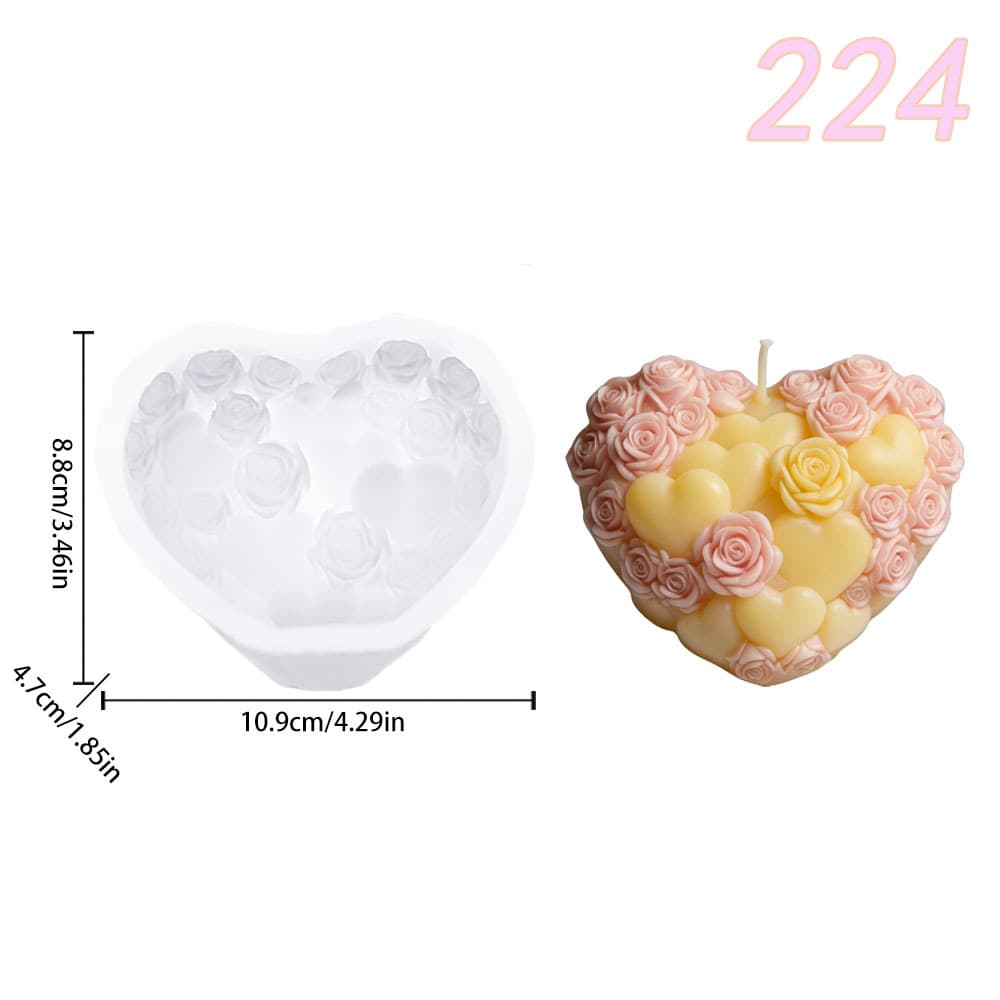 Rose Heart Aromatherapy Candle Silicone Mold DIY Embossed Floral Scented Stone Resin Craft Decoration Mold