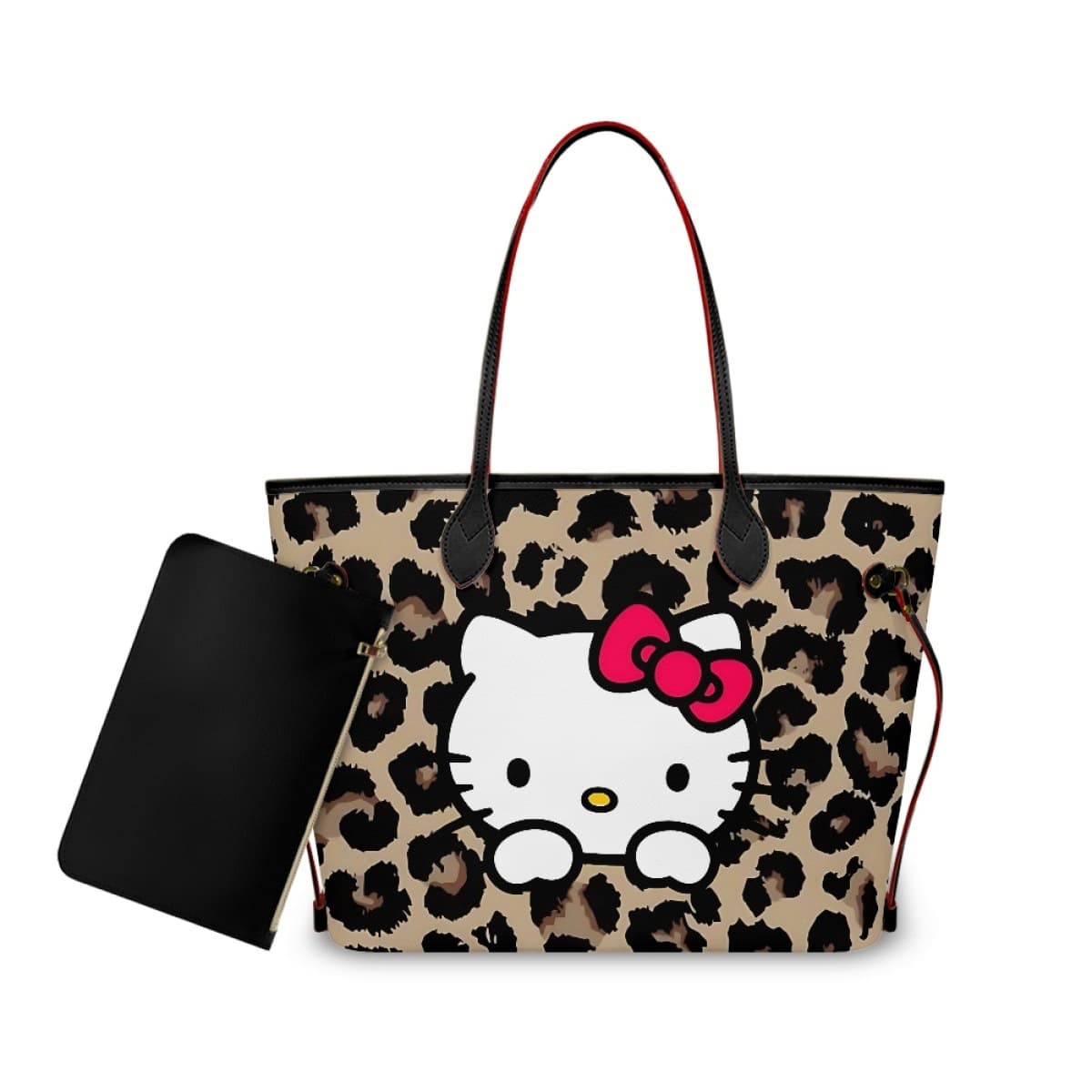 International station leopard print Hello Kitty handbag, fashionable and versatile armpit bag, large capacity commuting tote bag for women, can be shipped on behalf of women